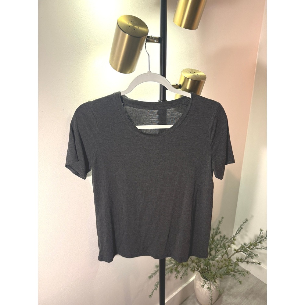 Daily Ritual Anthropologie Charcoal Gray Soft Scoopneck Tee Small Short Slv